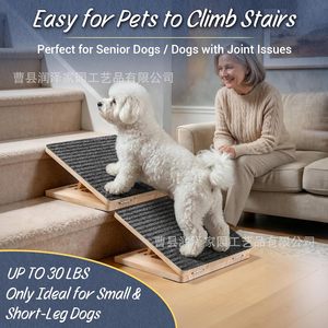 Rampa para Mascotas de Madera de Pino Antideslizante con Ángulo Ajustable, Escalera Auxiliar para Perros - Product Image 5