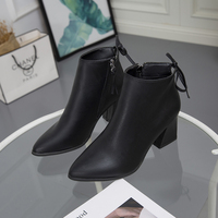 Vente chaude bout pointu noir Beige mode bottes femmes bottes bottes à talons courts pour dames