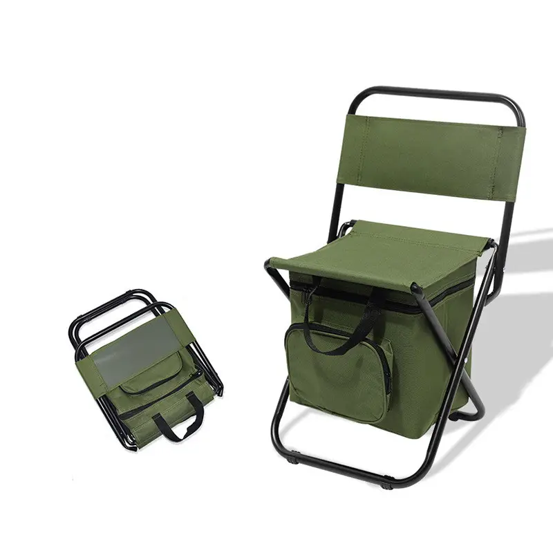 Hot Sale Custom Logo Fishing Chair Folding Portable Outdoor Camping Chair With Ice Bag