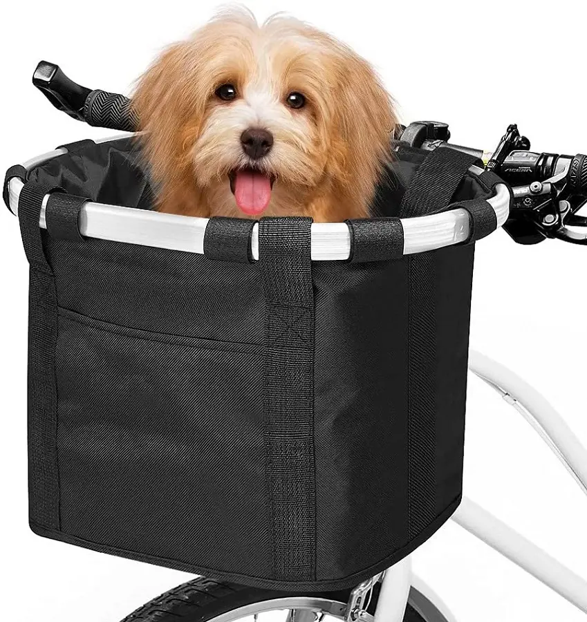 Front Removable Bicycle Handlebar Basket Folding Small Pet Carrier Detachable Bike Basket