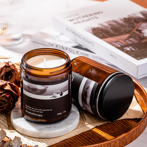 Vela perfumada de cera con taza marrón grande de soja, contenedor de latas de vela perfumadas redondas - Product Image 5