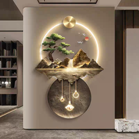 Décoration Murale LED 3D Moderne de Luxe pour Entrée, Plaque de Bienvenue en Cristal de Pin, Sculpture Acrylique, Peinture Paysagère – Vente en Gros