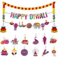 Guirlande de décoration murale pour cheminée, drapeau, couronne de fleurs de marguerite, étiquettes et ornements pour la fête de Diwali