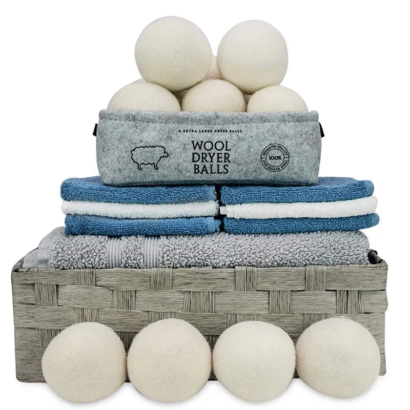 Natural Organic Remove Static Electricity Saves Dry Time Fabric 7 cm organic handmade 6 Pack XL Laundry Balls wool dryer balls
