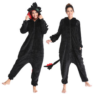 Hot Sale Damen Flanell <span class=keywords><strong>Fleece</strong></span> Onesie Cartoon Dragon Print Nachtwäsche Tier Pyjamas <span class=keywords><strong>Set</strong></span> Mindest bestellmenge 3St - Product Image 3