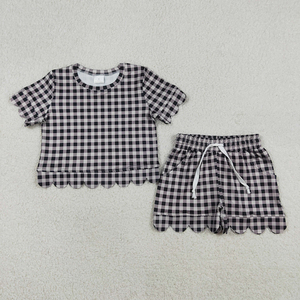 Conjuntos de Ropa Casual a Cuadros con Estampado Festivo para Niñas, Estilo Boutique, Trajes de Verano con Volantes, Venta al por Mayor, Ropa de Moda Infantil de Fábrica - Product Image 5