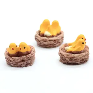 100pcs Mini Yellow Birds Nest Fairy Miniatures Garden Accessories DIY Doll House Crafts Birds Home Micro Landscape Decoration