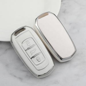 Étui de clé de voiture en TPU avec bord argenté et porte-clés pour Geely Azkarra Atlas Emgrand EC7 EC718 EC715 Global Hawk GX7, housse de clé à distance - Product Image 2
