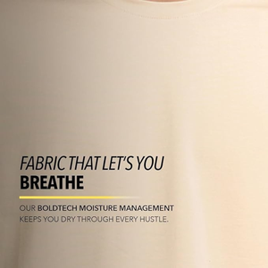 T-shirt beige surdimensionné pour homme, coton doux, coupe décontractée, col rond, basique, respirant, séchage rapide - Product Image 6