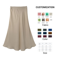 Jupe mi-longue en satin pour femme, coupe trapèze, haute glisse, formelle, OEM, fabrication en Chine, vente en gros, fabricant, mode 2025, semi-formelle