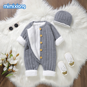Los mejores suéteres cálidos de punto <span class=keywords><strong>para</strong></span> bebés recién nacidos mimixiong, peleles con forro polar, ropa con sombreros <span class=keywords><strong>para</strong></span> bebés, conjuntos de ropa - Product Image 3