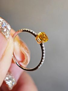 Bague de fiançailles Xinfly en or blanc 18 carats avec saphir jaune ovale naturel - Product Image 5