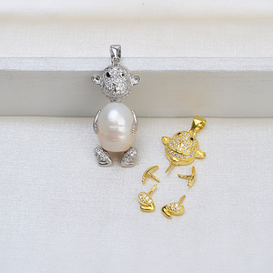 Collier en argent 925 fait main avec pendentif en perle baroque en forme de singe avec support vide, accessoire de bricolage, bijoux en perles pour femmes - 1446 - Product Image 1