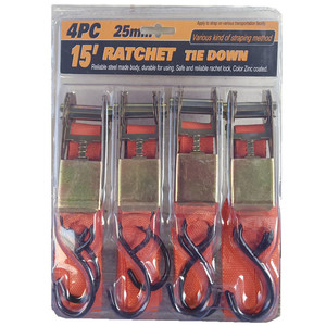 Juego de 4 Correas de Amarre con Gancho en S de Poliéster de 15 Pies y 25 mm de Yili Hardware - Product Image 5