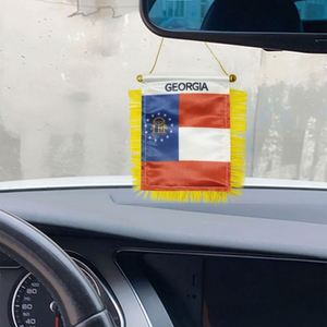 Georgia State Custom Satin Mini Car Flag <b>Banner</b> Digital Printed with Yellow Tassels - Product Image 3