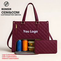 Matelassé 15.6 pouces sac pour ordinateur portable isolé compartiment à déjeuner fermeture éclair Logo personnalisé grande capacité travail affaires ordinateur portable sac fourre-tout pour
