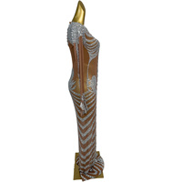 Robe longue de soirée moulante scintillante à manches longues avec strass motif squelette pour Halloween, grande taille, pour femme, tenue de scène pour chanteuse