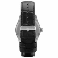 Montre noire pour homme, boîtier en alliage de zinc argenté, bracelet en cuir de 22 mm, mouvement à quartz, résistance à l'eau de 10 m, marque japonaise Citizen