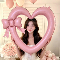 Ballon photo en aluminium de 46 pouces en forme de cœur pour décoration de fête d'anniversaire, arrangement de scène, ballon photo pour la Saint-Valentin