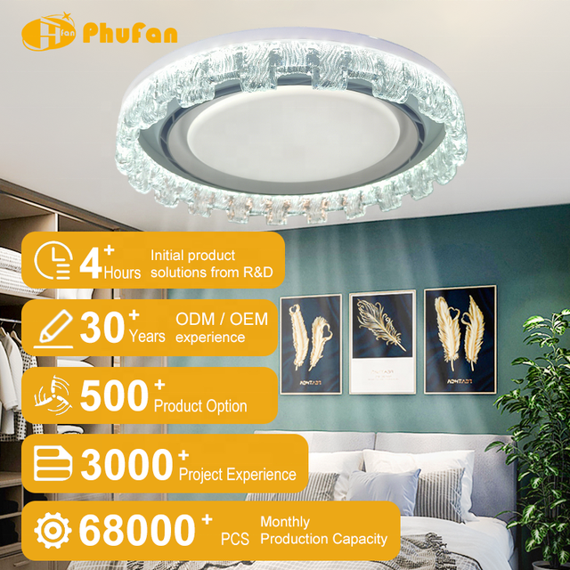 Round Crystal Trim Bladeless Fan Light Dimmable Led Ceiling Light App Control & Timing Smart for Bedroom Daily Indoor Decoration