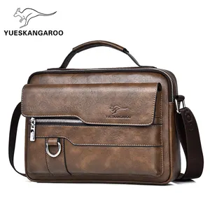 YUESKANGAROO Y006 Vintage Luxury Designer Handbags Famous Brand Men's Genuin Leather Business Briefcase Computer Laptop Bag For Men