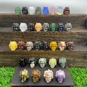 Nouveautés 30mm sculpture pierre semi-précieuse artisanat natur coloré mixte quartz cristal 9 queue renard figurine pour cadeau - Product Image 3