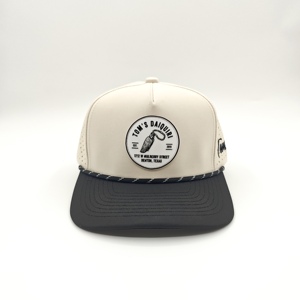 High Quality 5 Panel Polyester Leopard Sporty Golf Performance <b>Hat</b> Custom Rubber Patch Laser Cut Hole Waterproof Snapback <b>Cap</b> - Product Image 2