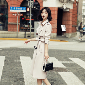 <strong>Ladies</strong> Stylish Long Clothing Streetwear Polyester <strong>Lightweight</strong> Turndown Collar Women's Trench <strong>Coats</strong> Vintage Factory - Product Image 3