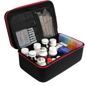 Botiquín de primeros auxilios portátil, bolsa de almacenamiento médica para acampar, viajar, uso de emergencia en el hogar, con compartimentos organizados y correa de transporte - Product Image 2