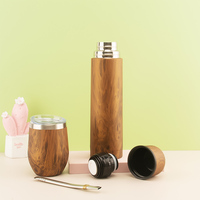 Ensemble de gourde à thé, tasse à Mate de 12oz, avec couvercle de fermeture, 500ml, bouteille Thermos en bois, Bombilla paille, tasse à Mate