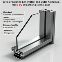 Cloison de séparation en aluminium à vitrage simple avec bande centrale de 90 mm, durable, moderne, pour bureau, cloison en verre, absorption acoustique, école