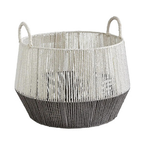 Wicker Laundry <b>Basket</b> Round Paper <b>Rope</b> Woven <b>Storage</b> Bin For Clothes Household Use - Product Image 5
