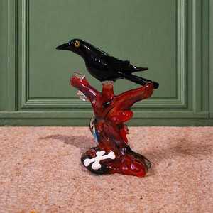 Miniatura de Pájaro de Cristal de Murano Hecha a Mano sobre Base de Árbol Roja, Tema Animal, Adorno Navideño - Product Image 4