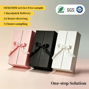 Luxury Custom Logo Double Door <b>Magnetic</b> Gift <b>Box</b> with Ribbon Closure Premium Rigid Collapsible Cardboard Packaging - Product Image 1