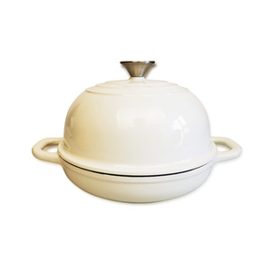 Pot en émail en <span class=keywords><strong>fonte</strong></span> antiadhésive pour <span class=keywords><strong>four</strong></span> Pot à pain de 24cm Double oreille à fond plat avec multicolore avec couvercle Casserole ronde - Product Image 5