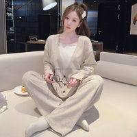 Pyjamas en cachemire de mouton pour femmes, automne-hiver, vacances, manches longues, grande taille, vêtements de maison, style coréen, chemises de nuit décontractées