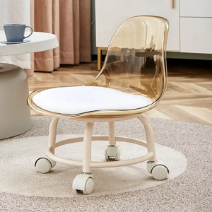 Taburete pequeño de plástico para el hogar transparente silencioso con rueda universal taburete escalonado para niños - Product Image 3