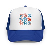 Gorra Trucker con Estampado Patriótico Navideño de Perro Globo, Varios Colores, Venta al por Mayor, Parte Delantera de Espuma y Parte Trasera de Malla
