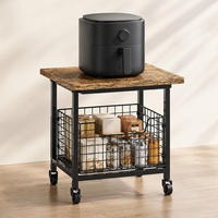 Carrito de Almacenamiento Metálico de Doble Nivel Resistente con Ruedas, Organizador para Sala de Estar, Gabinete de Almacenamiento con Ruedas
