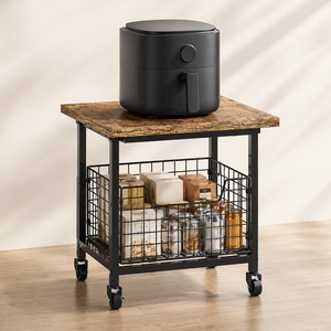 Chariot de rangement robuste à double niveau en métal avec roulettes pour salon, organisateur de rangement avec roulettes, armoire de rangement - Product Image 1