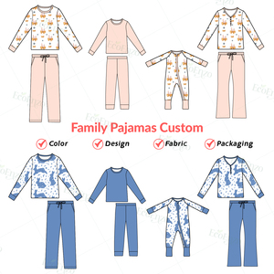 Custom Printed <strong>Family</strong> Matching Pyjamas <strong>Set</strong> Oeko-tex Certified Bamboo <strong>Clothing</strong> Casual Baby Pajamas Zipper Baby Clothes - Product Image 2