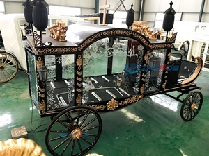 Latest Design Horse Drawn Funeral Hearse Coffin Buggy Motorcycle Funeral Cart Funeral Service Wagon - Product Image 5