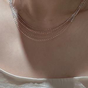 Collier à chaîne unique en argent pur S925, design vintage antique, tendance, avec perles contrastées, style empilable - Product Image 2