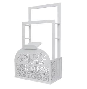 Soporte organizador de alfombrilla de oración islámica duradera, estante de oración de madera blanca y soporte para libros Corán - Product Image 1