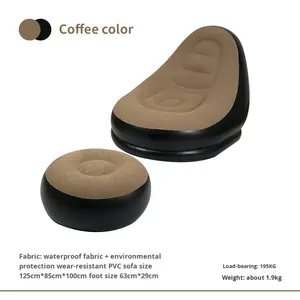 屋外用インフレータブルソファチェア、ポータブルキャンプ用厚手フロッキング加工レイジーソファ、寝室用家庭用レジャー折りたたみベッド（フットレスト付き） - Product Image 6