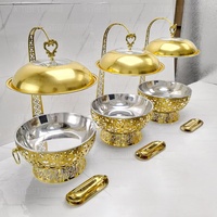Luxuriöses Gastronomie-Bain-Marie-Set aus Edelstahl, 8L, Gold, Speisenwärmer, Buffet-Ausrüstung, Chafing Dish mit Hängedeckel