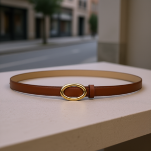 Ceinture en PU avec boucle ovale en alliage de 2,5 cm pour femmes et hommes, usage décontracté - Product Image 2