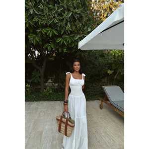 Vestido Largo Informal Blanco con Tirantes - Product Image 3