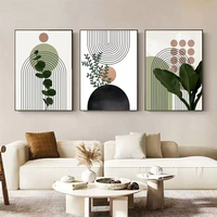 Art mural nordique minimaliste moderne, plante verte, géométrie abstraite, impression sur toile, affiche Morandi, peinture à l'huile, sans cadre, décoration