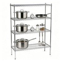 Étagère utilitaire robuste de 250 kg, 4 niveaux, en acier inoxydable 201, étagère de cuisine avec approbation NSF